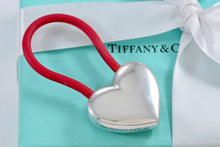 Load image into Gallery viewer, Tiffany &amp; Co. Silver Heart Red Rubber Key Ring Keychain
