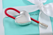 Load image into Gallery viewer, Tiffany &amp; Co. Silver Heart Red Rubber Key Ring Keychain
