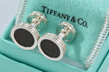 Load image into Gallery viewer, Tiffany &amp; Co. Paloma Picasso Mens Silver Carbon Fiber Round Cufflinks
