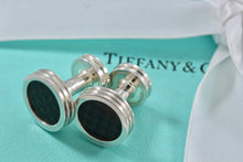 Load image into Gallery viewer, Tiffany &amp; Co. Paloma Picasso Mens Silver Carbon Fiber Round Cufflinks
