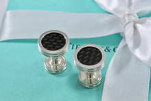 Load image into Gallery viewer, Tiffany &amp; Co. Paloma Picasso Mens Silver Carbon Fiber Round Cufflinks
