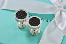 Load image into Gallery viewer, Tiffany &amp; Co. Paloma Picasso Mens Silver Carbon Fiber Round Cufflinks
