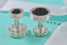 Load image into Gallery viewer, Tiffany &amp; Co. Paloma Picasso Mens Silver Carbon Fiber Round Cufflinks
