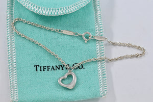 Tiffany & Co. Elsa Peretti Silver Small Open Heart Chain Bracelet