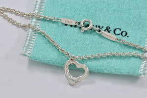 Tiffany & Co. Elsa Peretti Silver Small Open Heart Chain Bracelet