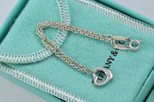 Tiffany & Co. Elsa Peretti Silver Small Open Heart Chain Bracelet