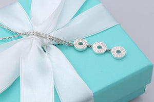 Tiffany & Co. 1837 Silver Triple Circle Drop Dangle Pendants 16" Necklace