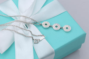 Tiffany & Co. 1837 Silver Triple Circle Drop Dangle Pendants 16" Necklace