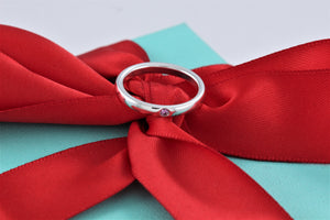 Tiffany & Co. Elsa Peretti Silver Pink Sapphire Stacking Band Ring