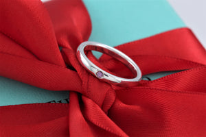Tiffany & Co. Elsa Peretti Silver Pink Sapphire Stacking Band Ring