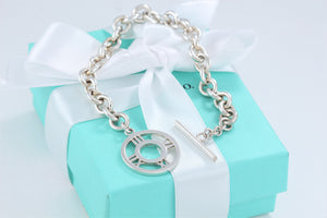Tiffany & Co. Silver Atlas Round Medallion Toggle Bracelet