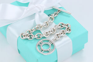 Tiffany & Co. Silver Atlas Round Medallion Toggle Bracelet