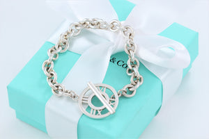 Tiffany & Co. Silver Atlas Round Medallion Toggle Bracelet