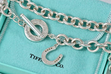 Load image into Gallery viewer, Tiffany &amp; Co. Silver Lucky Horseshoe Charm Pendant Toggle Heavy Link 16&quot; Necklace
