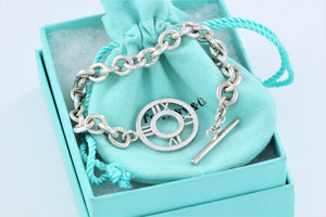 Tiffany & Co. Silver Atlas Round Medallion Toggle Bracelet