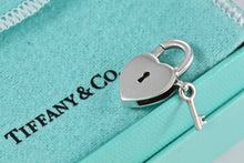 Load image into Gallery viewer, Tiffany &amp; Co. Silver Keyhole Heart Mini Key Lever Padlock Pendant
