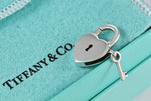 Tiffany & Co. Silver Keyhole Heart Mini Key Lever Padlock Pendant