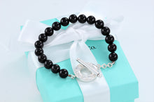 Load image into Gallery viewer, Tiffany &amp; Co. Silver Onyx 8mm Beaded Toggle 8&quot; Bracelet
