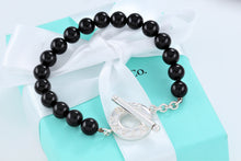 Load image into Gallery viewer, Tiffany &amp; Co. Silver Onyx 8mm Beaded Toggle 8&quot; Bracelet
