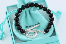 Load image into Gallery viewer, Tiffany &amp; Co. Silver Onyx 8mm Beaded Toggle 8&quot; Bracelet
