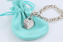 Load image into Gallery viewer, Tiffany &amp; Co. Silver Notes Script Fifth Avenue Heart Charm Bracelet
