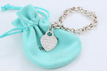 Load image into Gallery viewer, Tiffany &amp; Co. Silver Notes Script Fifth Avenue Heart Charm Bracelet
