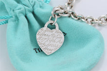 Load image into Gallery viewer, Tiffany &amp; Co. Silver Notes Script Fifth Avenue Heart Charm Bracelet
