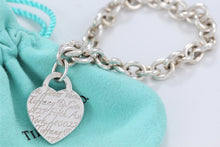 Load image into Gallery viewer, Tiffany &amp; Co. Silver Notes Script Fifth Avenue Heart Charm Bracelet
