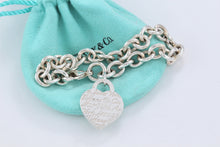 Load image into Gallery viewer, Tiffany &amp; Co. Silver Notes Script Fifth Avenue Heart Charm Bracelet
