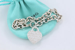 Tiffany & Co. Silver Notes Script Fifth Avenue Heart Charm Bracelet