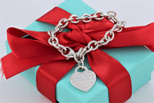 Load image into Gallery viewer, Tiffany &amp; Co. Silver Notes Script Fifth Avenue Heart Charm Bracelet
