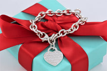 Load image into Gallery viewer, Tiffany &amp; Co. Silver Notes Script Fifth Avenue Heart Charm Bracelet
