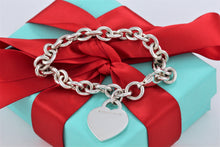 Load image into Gallery viewer, Tiffany &amp; Co. Silver Notes Script Fifth Avenue Heart Charm Bracelet
