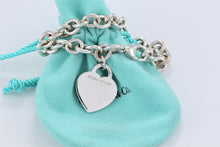 Load image into Gallery viewer, Tiffany &amp; Co. Silver Notes Script Fifth Avenue Heart Charm Bracelet
