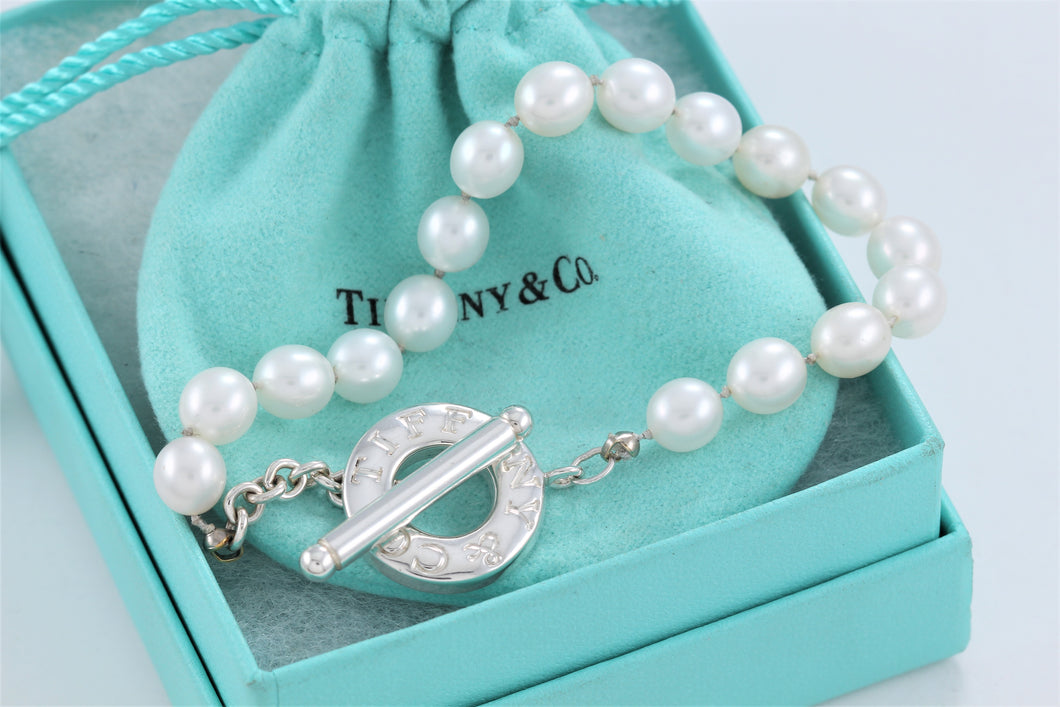 Tiffany & Co. Silver Pearl Strand Toggle Bracelet