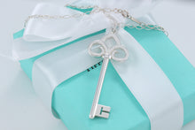 Load image into Gallery viewer, Tiffany &amp; Co. Silver Fleur De Lis Large Key 2.5&quot; Pendant Link 18&quot; Necklace

