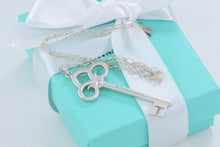 Load image into Gallery viewer, Tiffany &amp; Co. Silver Fleur De Lis Large Key 2.5&quot; Pendant Link 18&quot; Necklace
