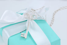 Load image into Gallery viewer, Tiffany &amp; Co. Silver Fleur De Lis Large Key 2.5&quot; Pendant Link 18&quot; Necklace
