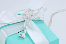 Load image into Gallery viewer, Tiffany &amp; Co. Silver Fleur De Lis Large Key 2.5&quot; Pendant Link 18&quot; Necklace
