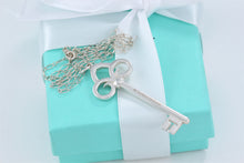Load image into Gallery viewer, Tiffany &amp; Co. Silver Fleur De Lis Large Key 2.5&quot; Pendant Link 18&quot; Necklace
