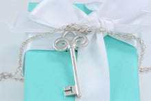 Load image into Gallery viewer, Tiffany &amp; Co. Silver Fleur De Lis Large Key 2.5&quot; Pendant Link 18&quot; Necklace

