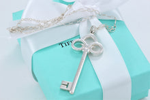Load image into Gallery viewer, Tiffany &amp; Co. Silver Fleur De Lis Large Key 2.5&quot; Pendant Link 18&quot; Necklace
