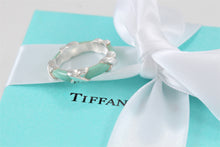 Load image into Gallery viewer, Tiffany &amp; Co. Silver Signature &#39;&#39;X&#39;&#39; Blue Enamel Band Ring
