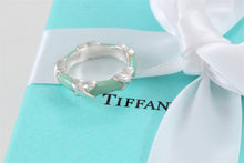 Load image into Gallery viewer, Tiffany &amp; Co. Silver Signature &#39;&#39;X&#39;&#39; Blue Enamel Band Ring
