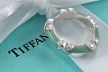 Load image into Gallery viewer, Tiffany &amp; Co. Silver Signature &#39;&#39;X&#39;&#39; Blue Enamel Band Ring
