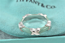 Load image into Gallery viewer, Tiffany &amp; Co. Silver Signature &#39;&#39;X&#39;&#39; Blue Enamel Band Ring

