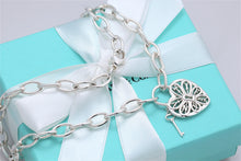 Load image into Gallery viewer, Tiffany &amp; Co. Silver Keyhole Heart Filigree &amp; Mini Key Pendant Oval Link Necklace
