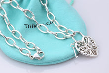 Load image into Gallery viewer, Tiffany &amp; Co. Silver Keyhole Heart Filigree &amp; Mini Key Pendant Oval Link Necklace
