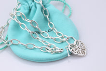 Load image into Gallery viewer, Tiffany &amp; Co. Silver Keyhole Heart Filigree &amp; Mini Key Pendant Oval Link Necklace
