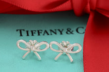 Load image into Gallery viewer, Tiffany &amp; Co. Silver Ribbon Bow Stud Earrings

